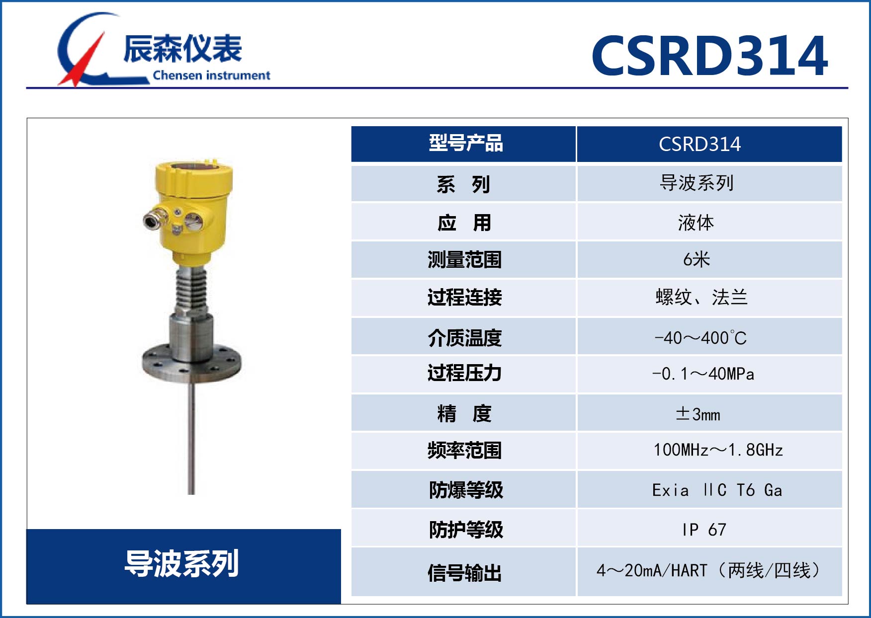 保定導(dǎo)波雷達物位計CSRD314